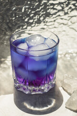 Magic cold blue tea with eagle flower. the blue color can turn purple if you drop it with lemon water. Cosmetic and detox effect.