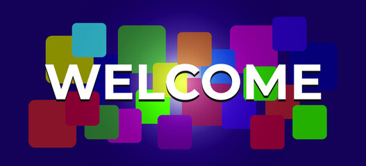 WELCOME letters banner on colorful squares. Stock vector banner