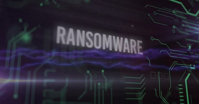 Animation of data processing over ransomware text