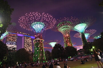 Marina Bay, Singapore - July 13, 2022: The Landmark Buildings and Tourist Attractions of Singapore