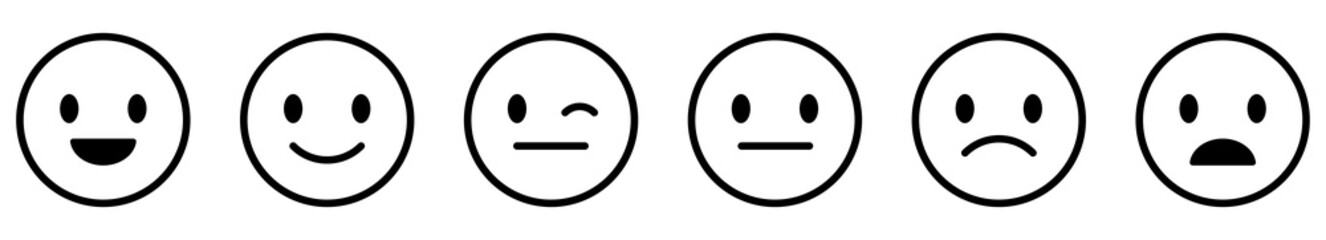 Rating satisfaction emotions in line art style. Vector illustration isolated on white background