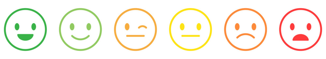 Rating satisfaction feedback in form of emotions. Vector illustration isolated on white background