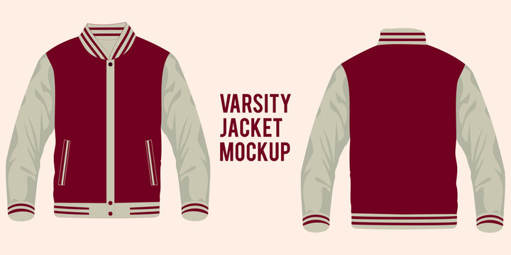 Varsity Jacket Mockup Template Design For Soccer, Football, Baseball ...