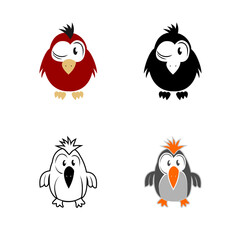 flirting bird character logo vector