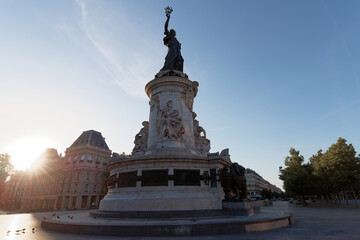 The Famous Statue of the Republic in Paris, the monument to the Republic with the symbolic statue...