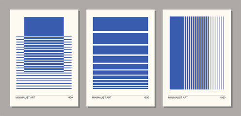 Set of minimalist 20s geometric design poster, vector template