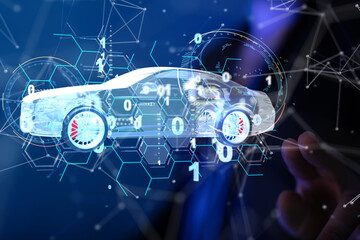 digital car technology smart in virtuel room