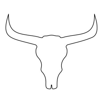 recommend clip art: Bull skull line head. Western animal horns. Vector isolated on white.