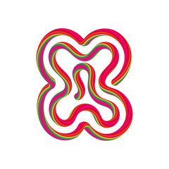 Obraz premium X letter with swirl candy. Vector candy and sugar font for bright logo, your application, sweet identity and more