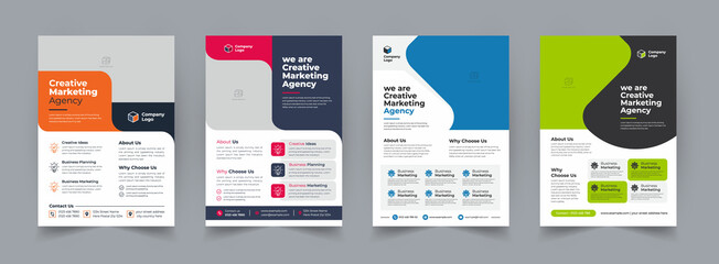 Corporate business flyer template design set, Brochure design, cover modern layout, annual report, poster, flyer in A4 with colorful business proposal, promotion, advertise, publication, cover page.