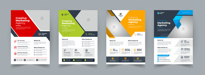 Corporate business flyer template design set, Brochure design, cover modern layout, annual report, poster, flyer in A4 with colorful business proposal, promotion, advertise, publication, cover page.