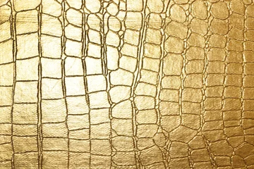 Zelfklevend Fotobehang yellow gold crocodile skin texture close up © Anna