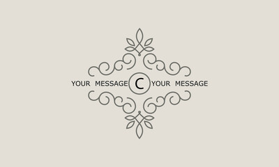 Luxury logo design for fashion, jewelry, hotel, resort, restaurant, corporate identity. Sophisticated ornament with letter С and place for text