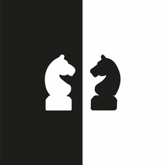 Modern flat vector chess knight icon with long shadow