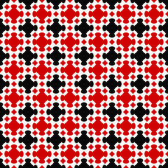 Seamless pattern design . Repeated different colors figures background. Symmetric abstract wallpaper. Grid motif. For digital paper, page fills, web desing, surface textures. Vector art illustration