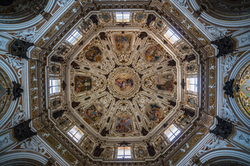 Fototapeta na wymiar Inviolata church, wonderful ceiling, Riva del Garda port, Italy