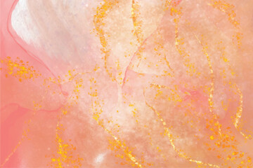 Simple Minimalist Pink Golden Watercolor Background Vector