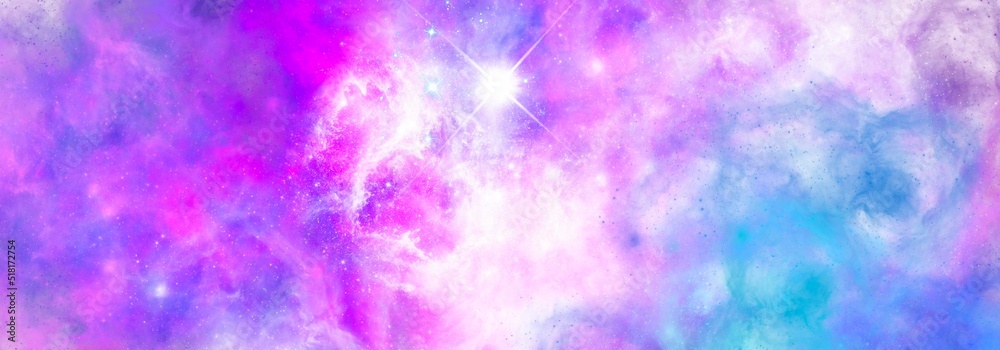 Wall mural space background with realistic nebula and shining stars. abstract scientific background with nebula