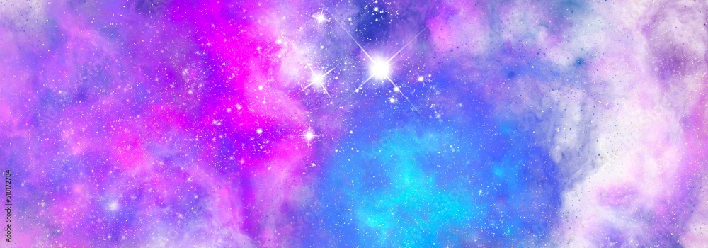 Wall mural space background with realistic nebula and shining stars. abstract scientific background with nebula