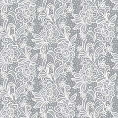 seamless lace flowers decoration element. Vectorfloral lace pattern - obrazy, fototapety, plakaty