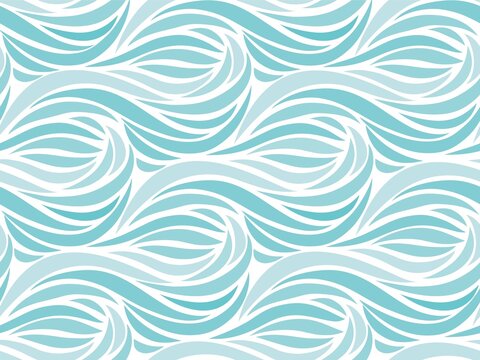Abstract vector seamless  background with  blue waves. Vector blue pattern.