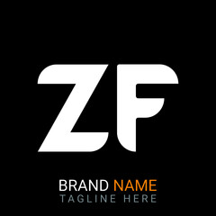 ZF Letter Logo design. black background.