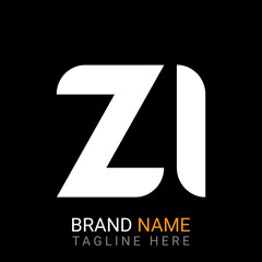 ZI Letter Logo design. black background.