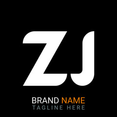 ZJ Letter Logo design. black background.