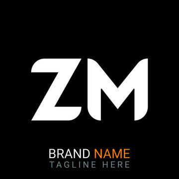 ZM Letter Logo design. black background.