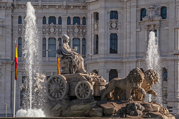   The fountain of Cibeles in Madrid Square, at colonia Roma in Mexico City - An exact copy from the...