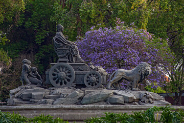 The fountain of Cibeles in Madrid Square, at colonia Roma in Mexico City - An exact copy from the...