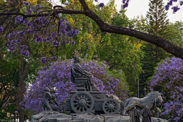 The fountain of Cibeles in Madrid Square, at colonia Roma in Mexico City - An exact copy from the...