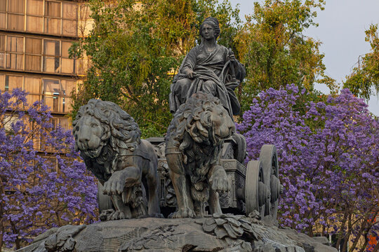 The fountain of Cibeles in Madrid Square, at colonia Roma in Mexico City - An exact copy from the original in Madrid built in 1777