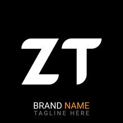 ZT Letter Logo design. black background.