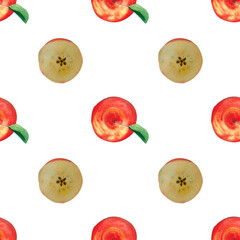 Beautiful juicy ripe red apple by a watercolour.On isolated white background. autumn illustration, isolated, hand drawn. Perfect for card design, invitation, scrapbooking, fabric printing