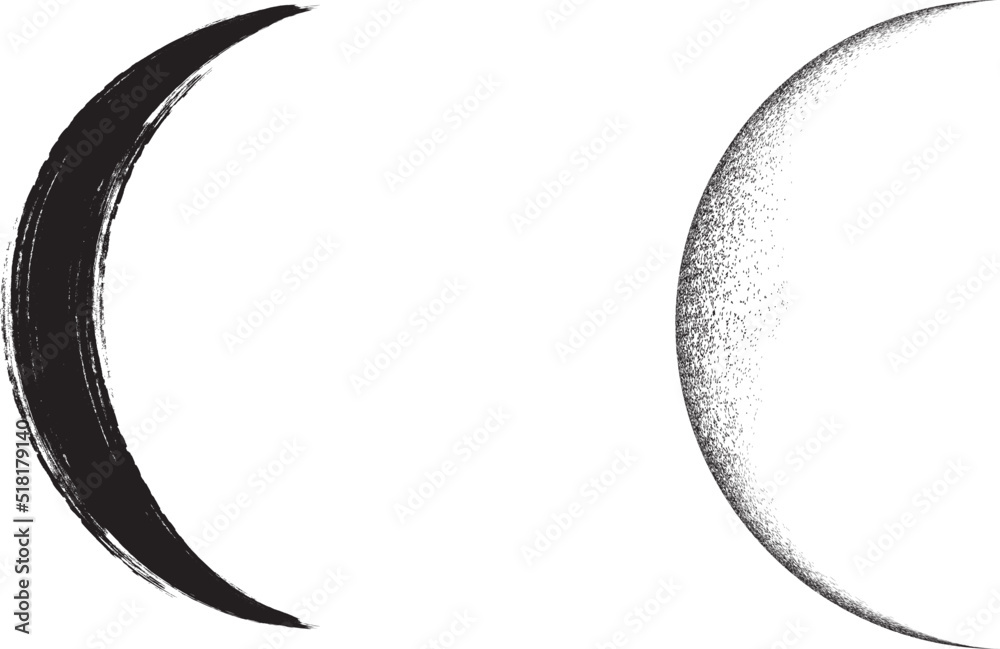Wall mural half circle brush stroke border frame . grunge element for your design . moon logo . noise texture .