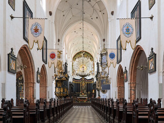 Gdansk, Poland. Interior of Oliwa Cathedral (Archcathedral Basilica of The Holy Trinity, Blessed Virgin Mary and St. Bernard in Gdansk Oliwa). The church was consecrated on August 14, 1594. - 518181503