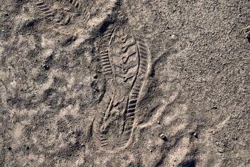 Fototapeta na wymiar Footprints on a dusty road