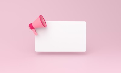 Empty reminder pop up and megaphone icon on pink background.
