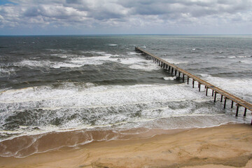 Heavy Waves at Coastal Pier