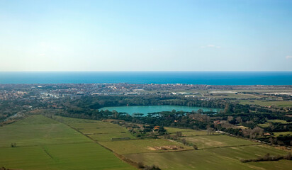 Vista aerea lago traiano e fiumicino 