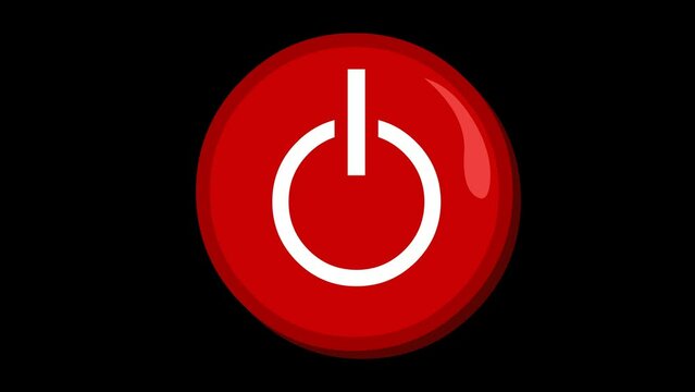 Loop animation of circular on and off button, on a transparent background