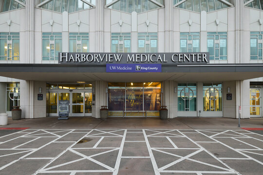 Seattle - July 17, 2022; Entrance to Harborview Medical Center and trauma one hospital in Seattle