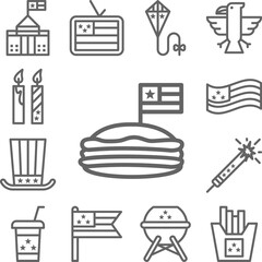Hotdog, USA icon in a collection with other items