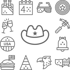 Fototapeta premium Cowboy, USA icon in a collection with other items