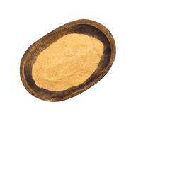 Lepidium meyenii - Maca powder in the wooden bowl