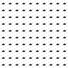 Square seamless background pattern from black paper boat symbols are different sizes and opacity. The pattern is evenly filled. Vector illustration on white background