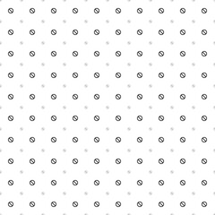Square seamless background pattern from geometric shapes are different sizes and opacity. The pattern is evenly filled with small black stop symbols. Vector illustration on white background