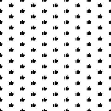 Square seamless background pattern from black thumb up symbols. The pattern is evenly filled. Vector illustration on white background