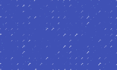 Seamless background pattern of evenly spaced white mens razor symbols of different sizes and opacity. Vector illustration on indigo background with stars